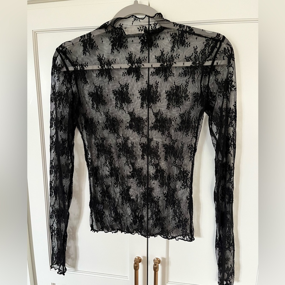 Envie Sheer Black Lace Long-Sleeve Top
